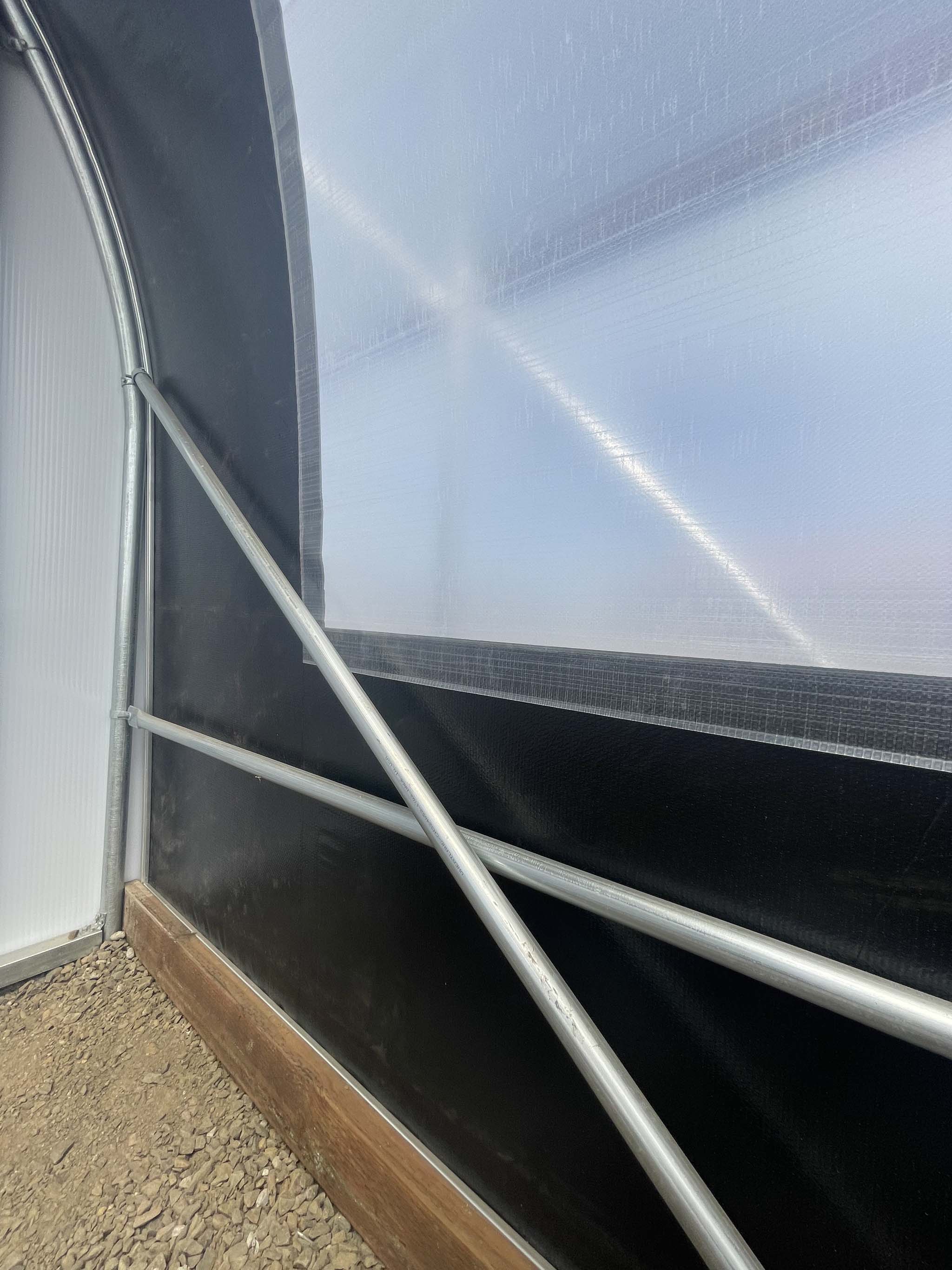 Clear Woven w/ Black Overlaps, woven film with UV protection, 195 gsm