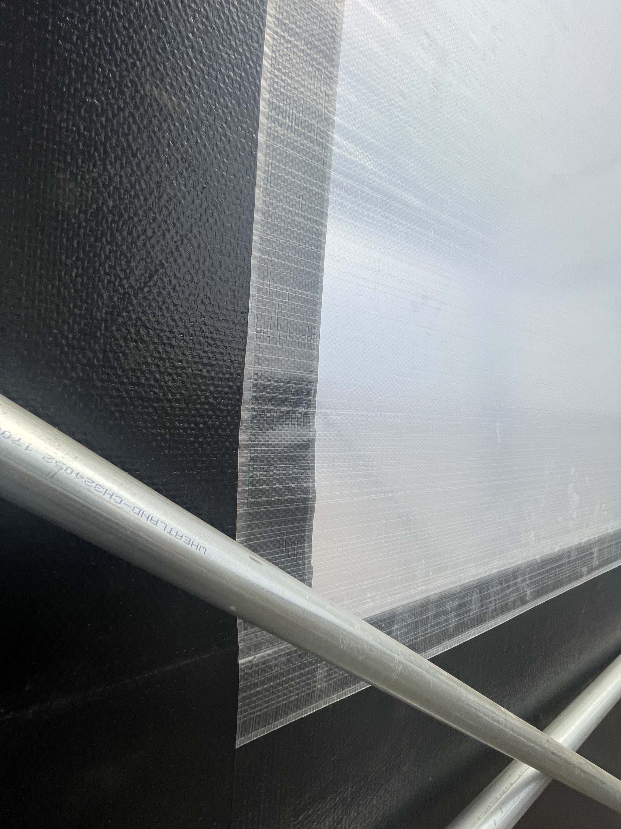 Clear Woven w/ Black Overlaps, woven film with UV protection, 195 gsm