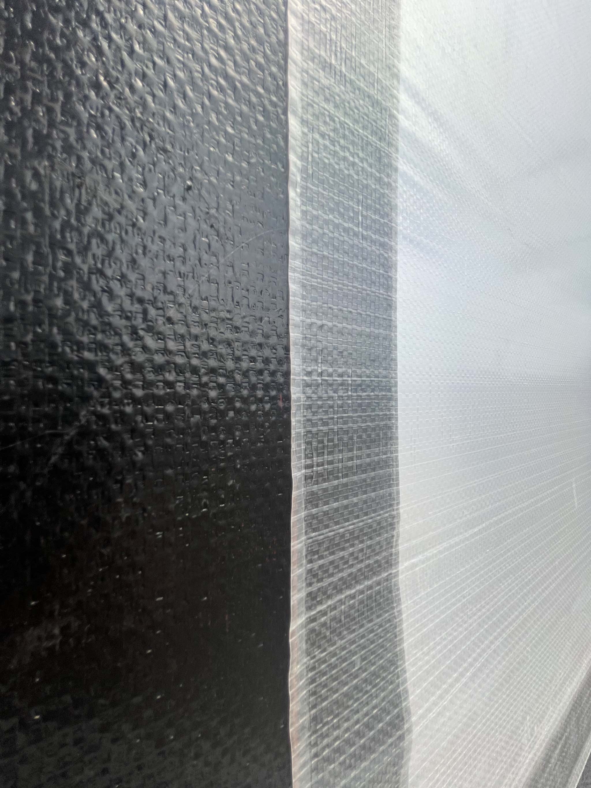 Clear Woven w/ Black Overlaps, woven film with UV protection, 195 gsm