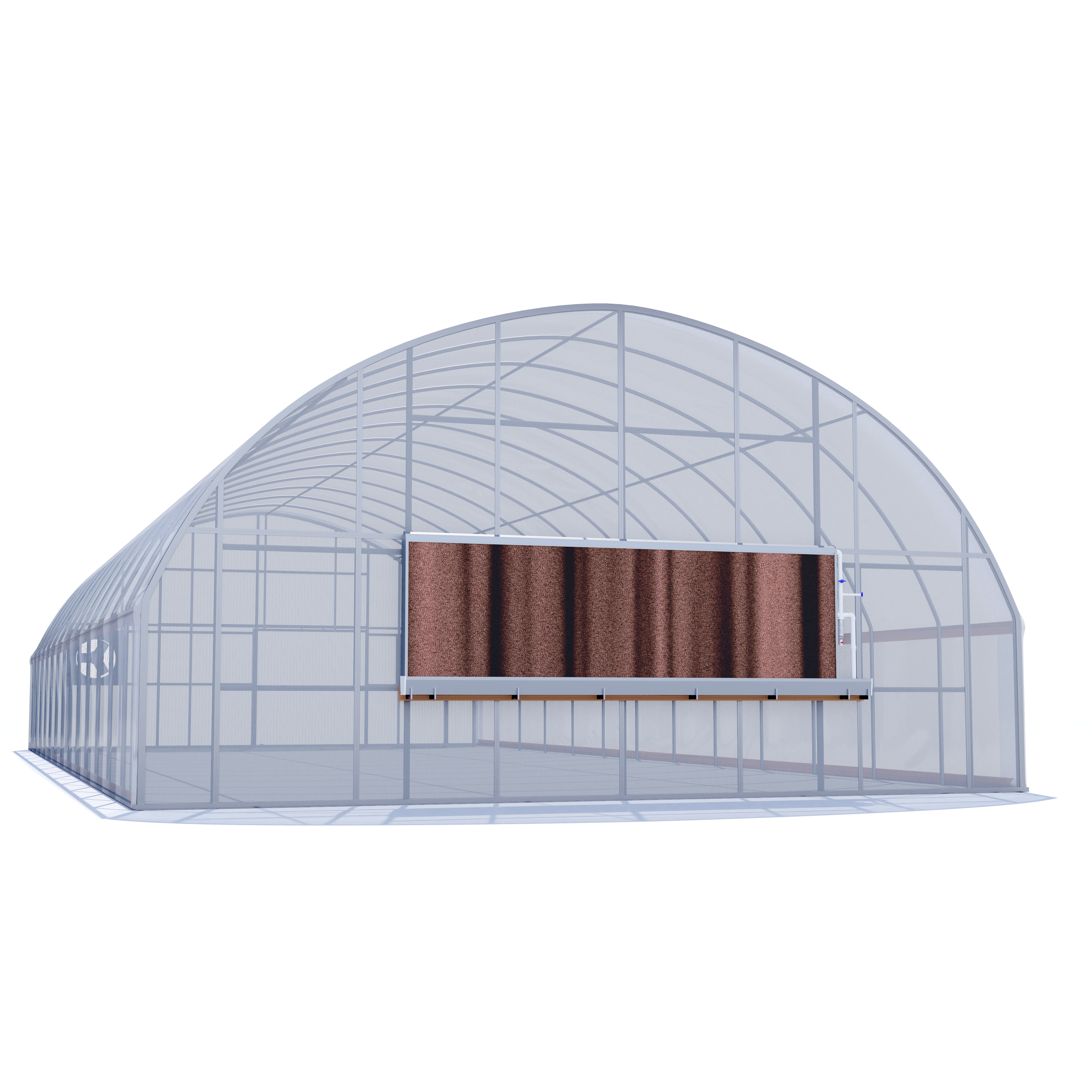 30'x80' Automated Four Season Quonset Greenhouse w/ Twinwall Ends + Evap. Cooling