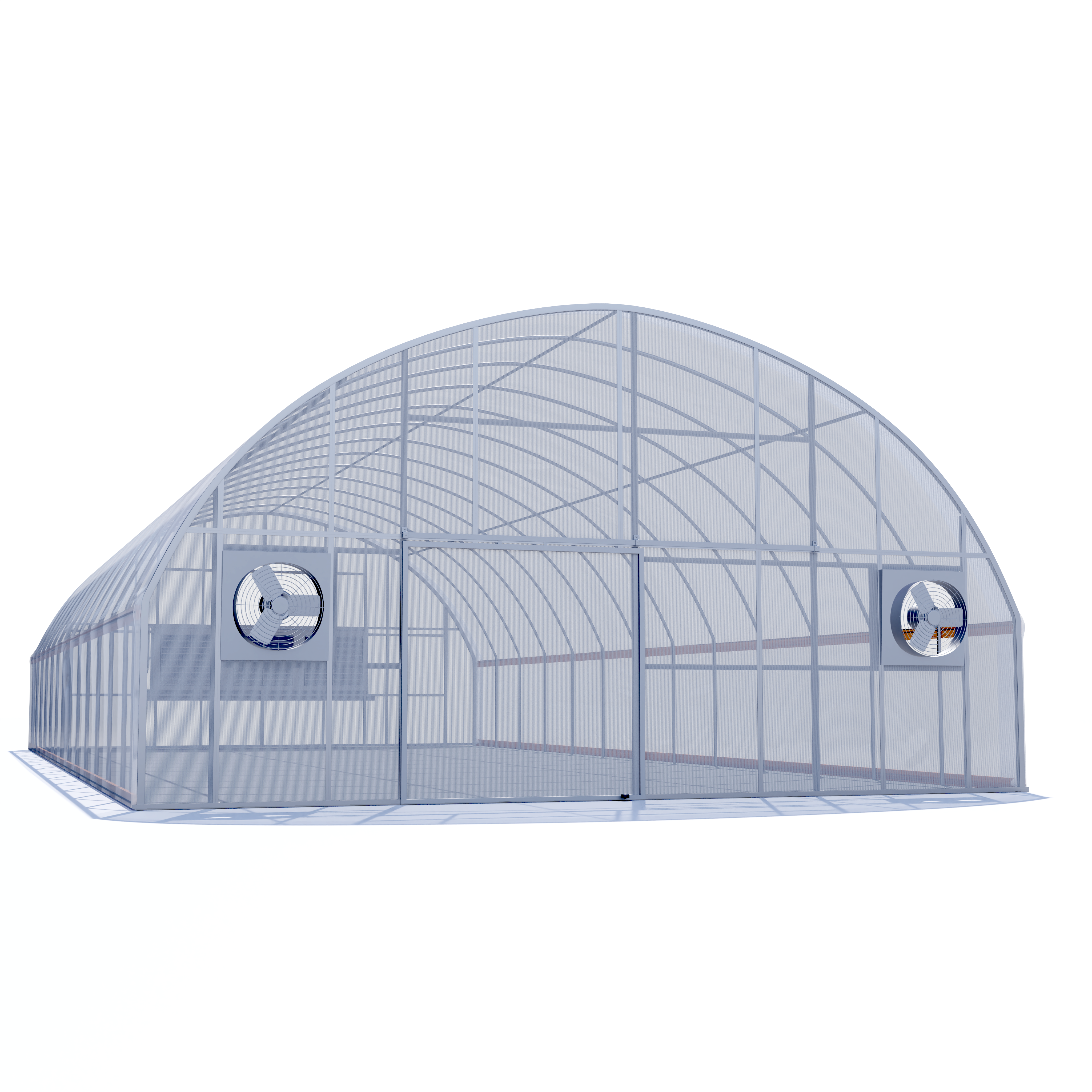 30'x50' Automated Four Season Quonset Greenhouse w/ Twinwall Ends + Evap. Cooling