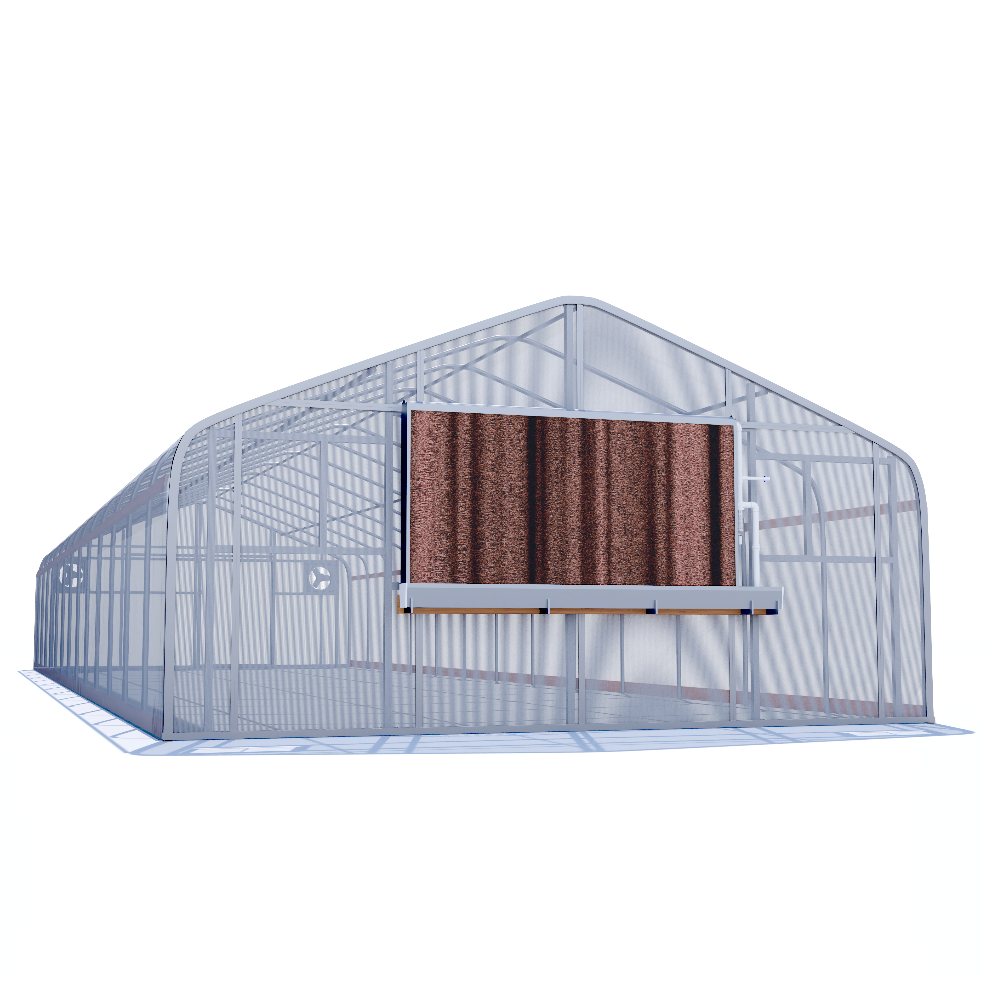 20'x50' Automated Four Season Semi-Gable Greenhouse w/ Twinwall Ends + Evap. Cooling