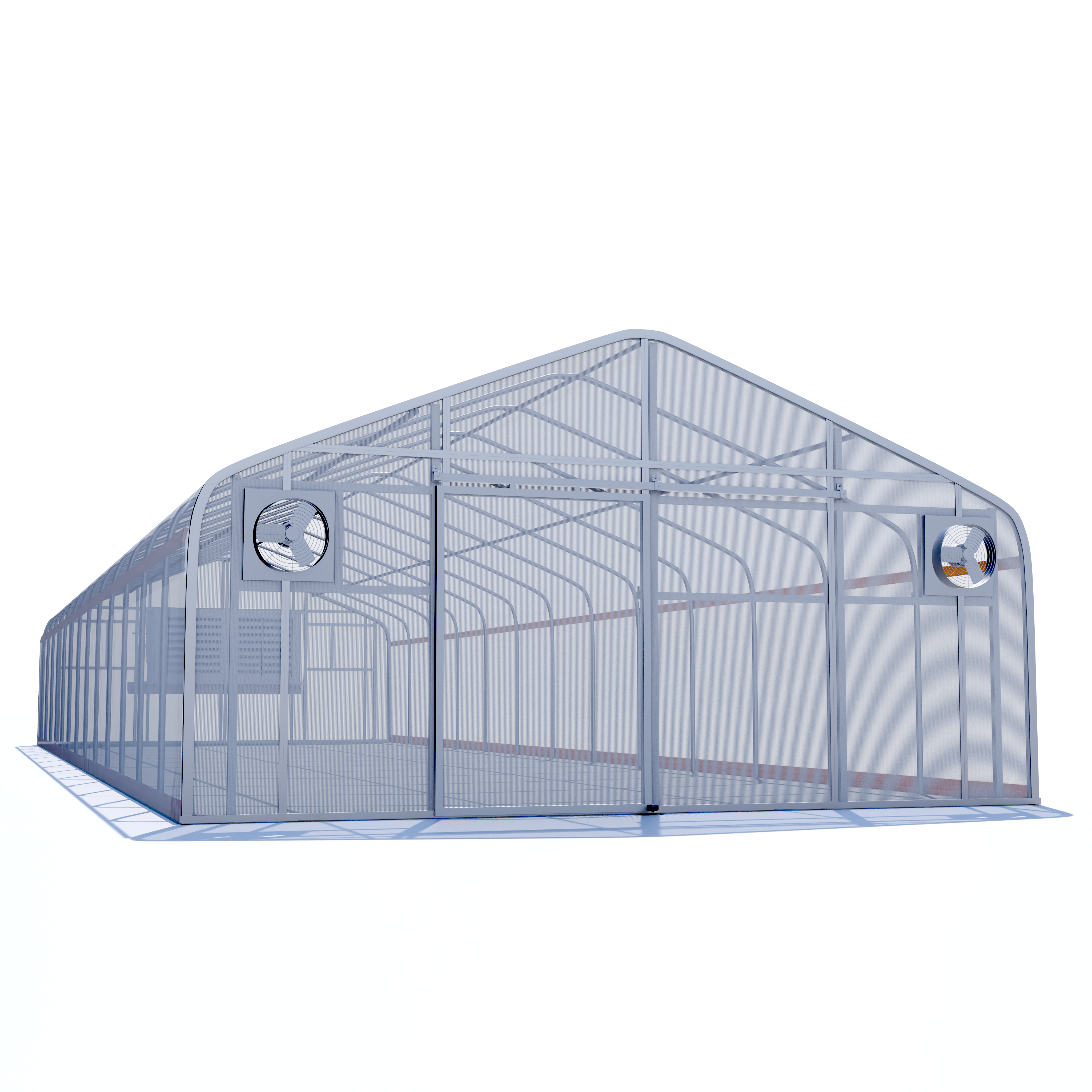 20'x50' Automated Four Season Semi-Gable Greenhouse w/ Twinwall Ends + Evap. Cooling