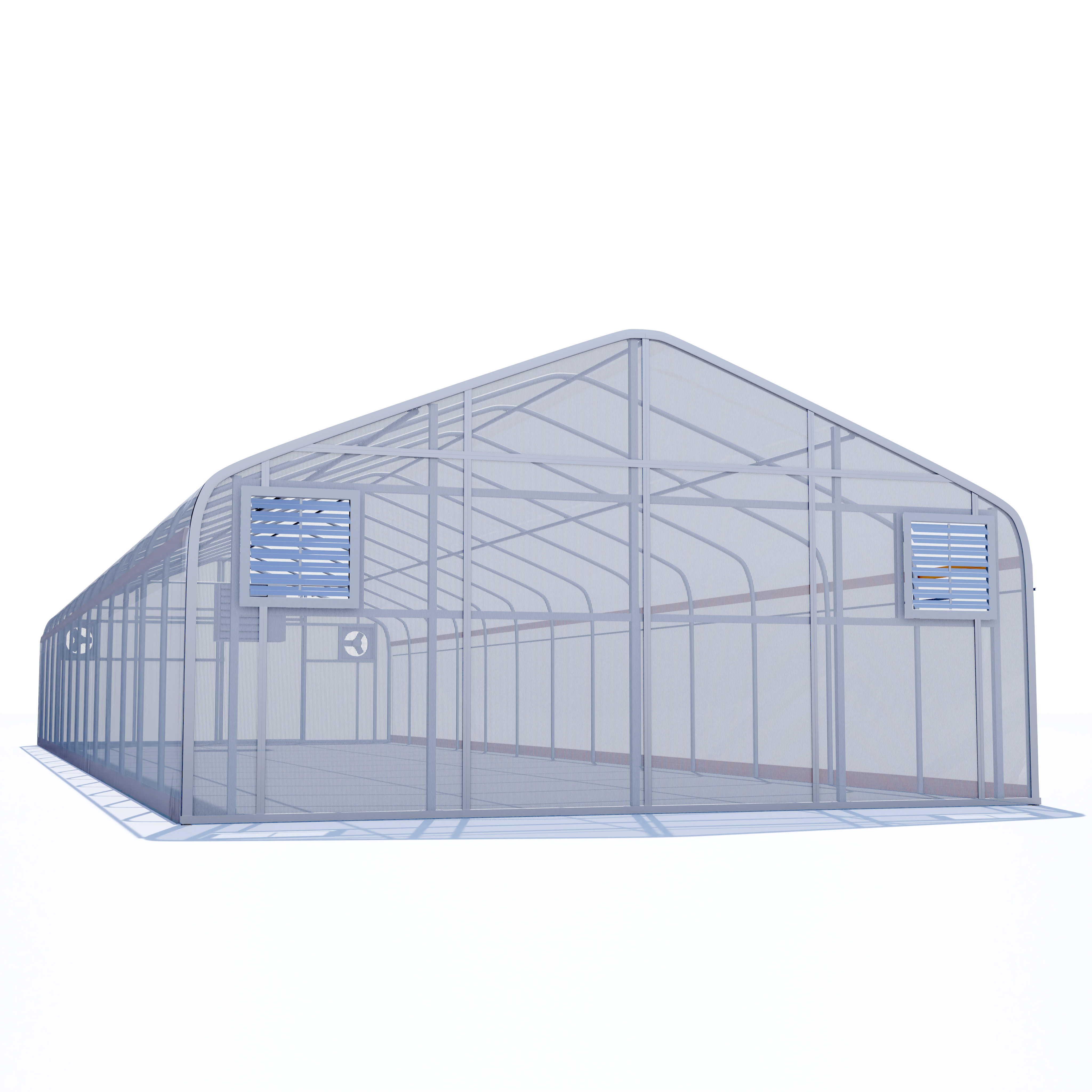 20'x80' Auto Ventilated Semi-Gable Greenhouse w/ Heater + Twinwall Ends